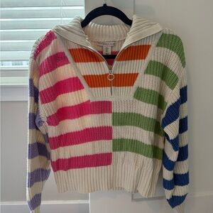 Sincerely Jules Colorful Striped Zip Sweater